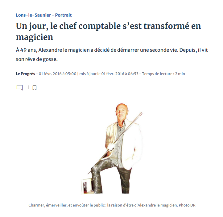 Le Progrès Jura - Alexandre Michaud Magicien