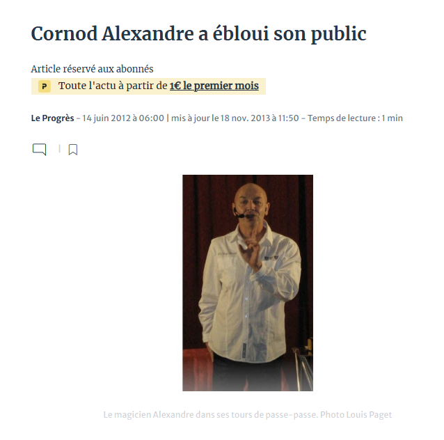 Le Progrès - Spectacle Magie Cornod Jura